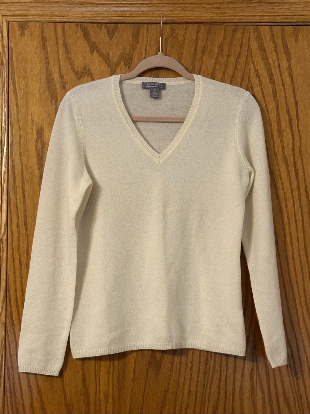 Charter Club Cashmere V-Neck Sweater - Cream - Size M